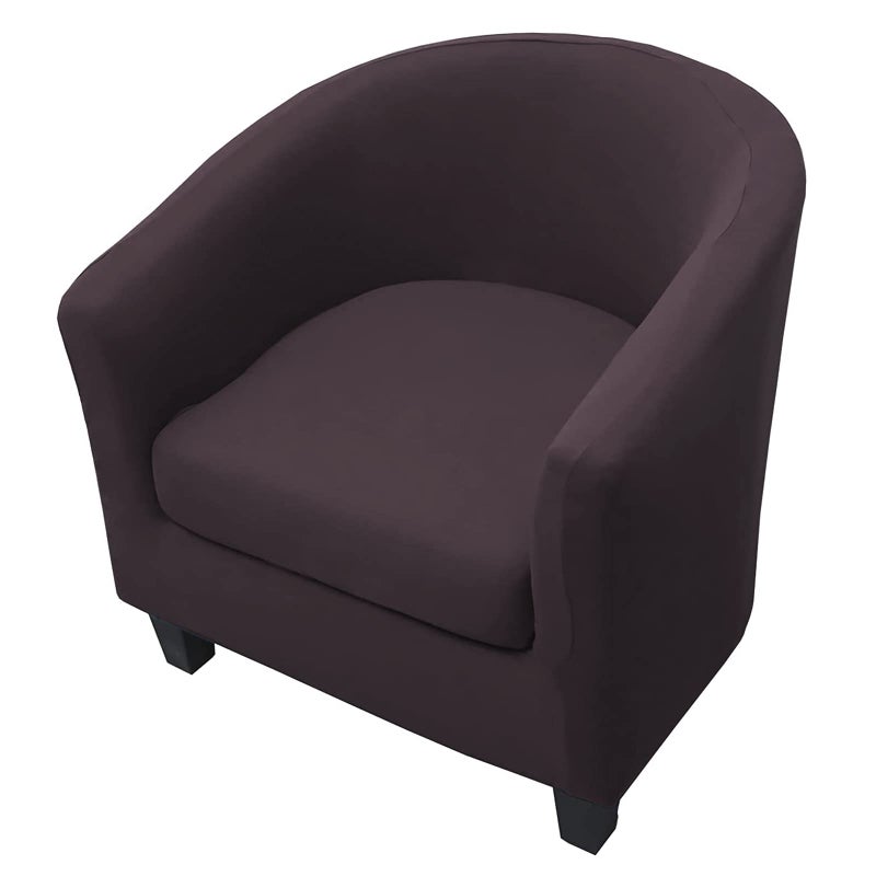 WOMACO 2 Pieces Club Chair Slipcover Printed Stretch Armchair Tub Round Barrel Swivel Chair Covers withc Cushion Cover Elastic Bottom Sofa Furniture Protector for Tullsta 1 Coffee