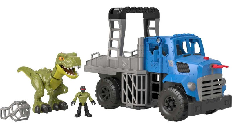JURASSIC WORLD Fisher-Price Imaginext Jurassic World Dominion Toy, Break Out Dino Hauler Vehicle & T. rex Dinosaur for Preschool Kids Ages 3+ Years - Image 1