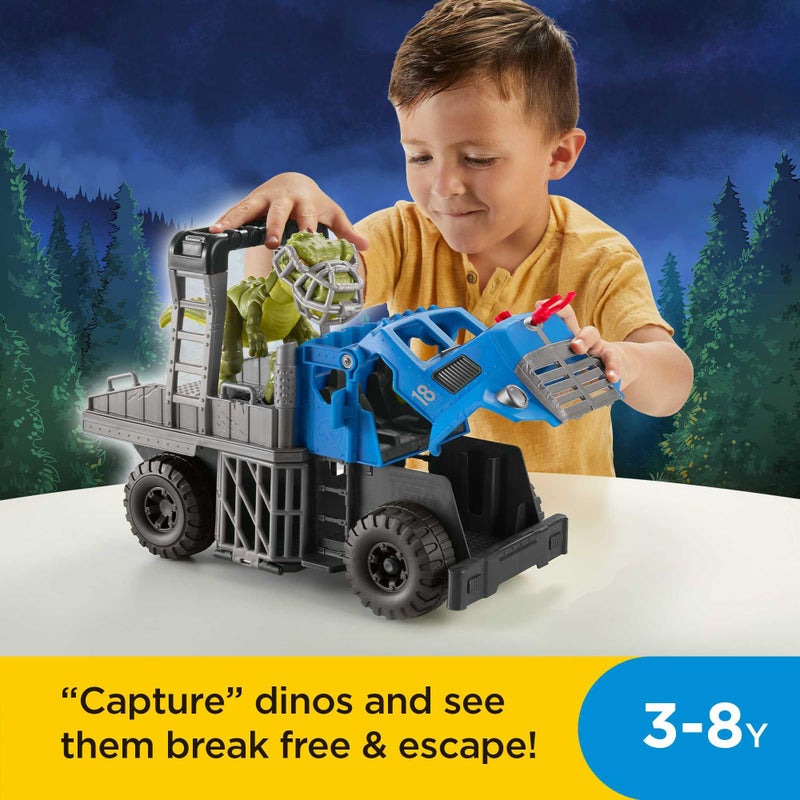 JURASSIC WORLD Fisher-Price Imaginext Jurassic World Dominion Toy, Break Out Dino Hauler Vehicle & T. rex Dinosaur for Preschool Kids Ages 3+ Years - Image 2