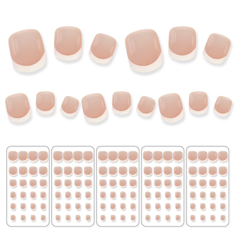 120pcs Child Fake Nails Nude French Natural White Tips Short Round Press On Nails Kid Cute Christmas Party Show 5  24pcs