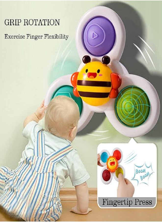Ingooood 3PCS Suction Cup Spinner Bath Toy for 1 2 Year Old Baby Toys Spinning Top Baby Toys Sensory Toys for Toddlers 1-3 (Classic)  - Image 2