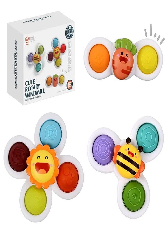 Ingooood 3PCS Suction Cup Spinner Bath Toy for 1 2 Year Old Baby Toys Spinning Top Baby Toys Sensory Toys for Toddlers 1-3 (Classic)  - Image 1