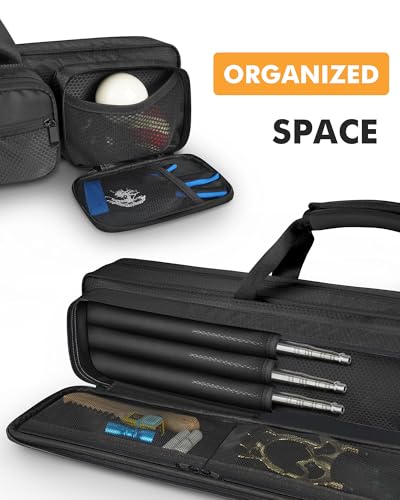 PEKREWS Pool Cue Case, Pool Stick Case 4x5 with Multiple Pockets Holds 4 Butts 5 Shafts, Soft Padded Sturdy Pool Cue Bag, Billiard Cue Backpack with Adjustable Shoulder Straps for Men and Women - Image 4