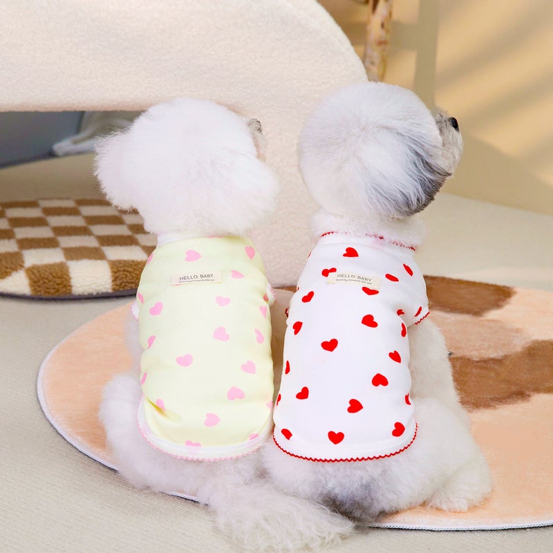 Pet dog clothes pet clothing spring and summer bear Teddy pet vest T-shirt 24 love vest(White, S) - Image 2