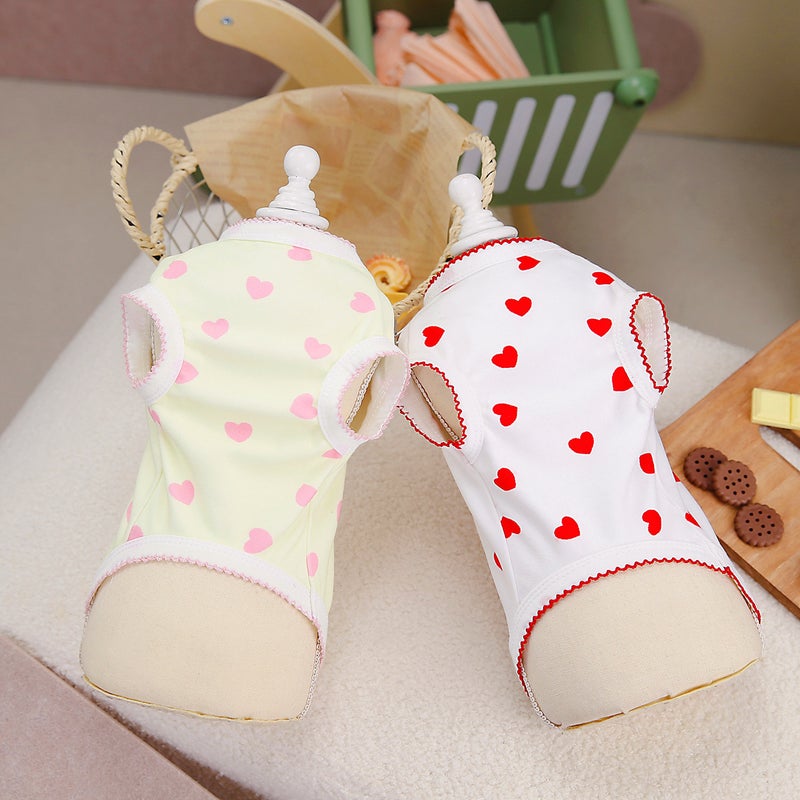 Pet dog clothes pet clothing spring and summer bear Teddy pet vest T-shirt 24 love vest(White, S) - Image 4