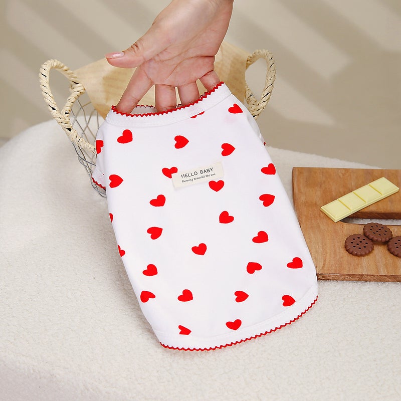 Pet dog clothes pet clothing spring and summer bear Teddy pet vest T-shirt 24 love vest(White, S) - Image 1