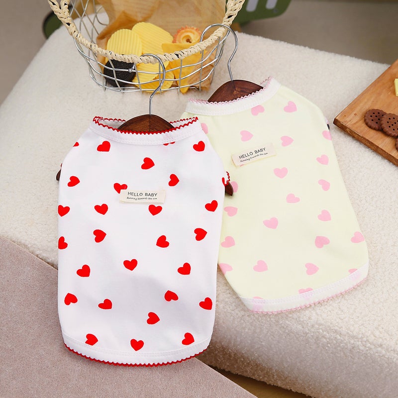 Pet dog clothes pet clothing spring and summer bear Teddy pet vest T-shirt 24 love vest(White, S) - Image 3