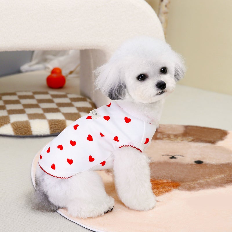 Pet dog clothes pet clothing spring and summer bear Teddy pet vest T-shirt 24 love vest(White, S) - Image 5