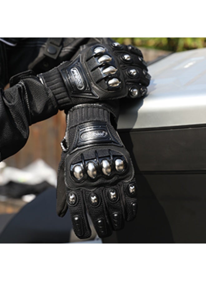 Imported full-finger grip gloves with strong knuckle protection. Breathable, anti-slip design for better control while riding. Suitable for motorcycles and scooters. - Image 2