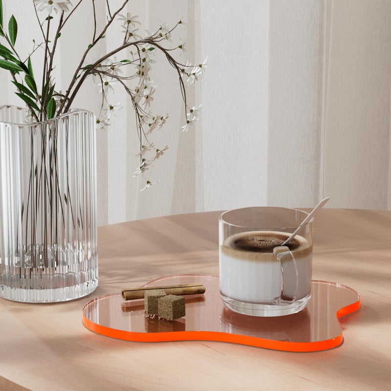 Leadiy Acrylic Coaster Decorative Plates,Coral Pink Bar Drink Coaster, Clear Cloud Shape Coffee Cup Coaster, Perfect for Tabletop Protection and Accessories Display.(Coral Pink) - Image 3