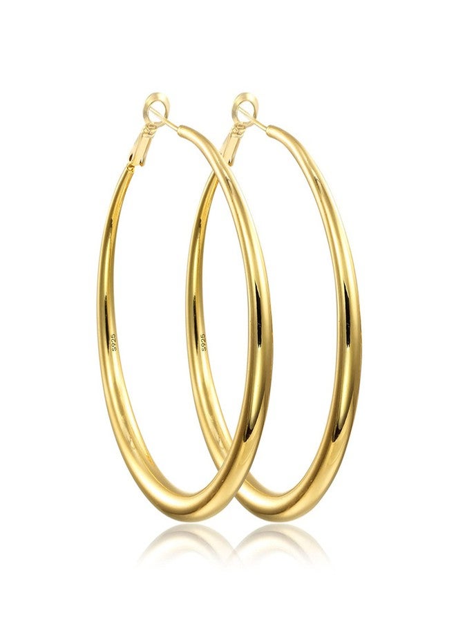 EXGOX Gold Large Hoop Earrings for Women 925 Sterling Silver Hypoallergenic Lightweight 14K Real Gold Plated Big Circle Hoop Earrings for Girls (30/40/50/60mm), Sterling Silver, No Gemstone - Image 1