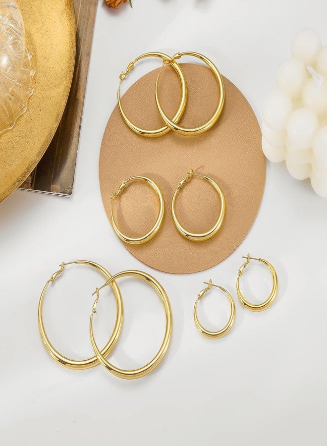 EXGOX Gold Large Hoop Earrings for Women 925 Sterling Silver Hypoallergenic Lightweight 14K Real Gold Plated Big Circle Hoop Earrings for Girls (30/40/50/60mm), Sterling Silver, No Gemstone - Image 3