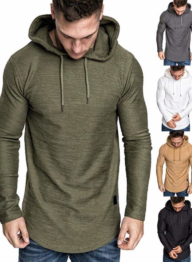 Lexiart Mens Fashion Athletic Hoodies Sport Sweatshirt Solid Color Fleece Pullover, Green, M - Image 2