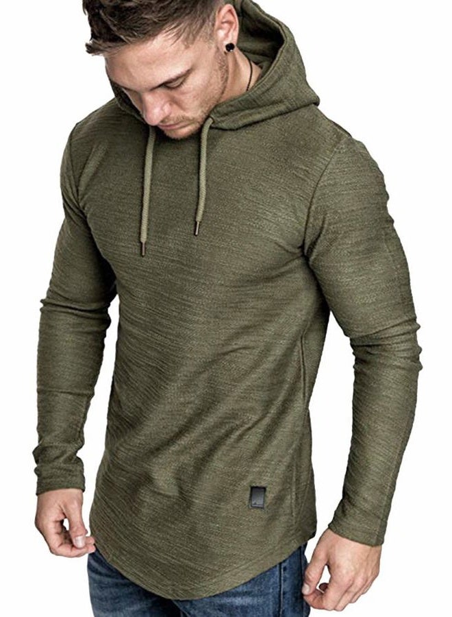 Lexiart Mens Fashion Athletic Hoodies Sport Sweatshirt Solid Color Fleece Pullover, Green, M - Image 1