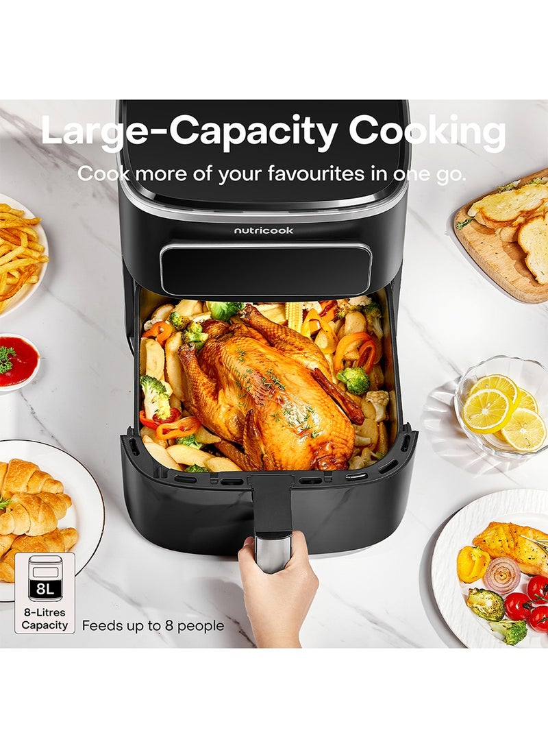 nutricook Air Fryer Max 8L/ 1.4KG Capacity, Digital, 10 Presets, Viewing Window, Ceramic-Coated Basket, Metal Inner Cavity, Non-Toxic, Oil-Free Cooking, Dishwasher-Safe, Family Size, NC-AFM330, Black, 2000W, 2-Year Warranty 8 L 2000 W AFM330 black - Image 2