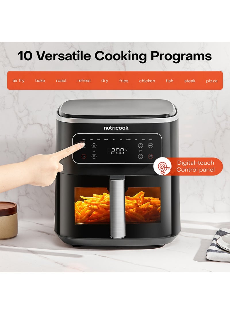 nutricook Air Fryer Max 8L/ 1.4KG Capacity, Digital, 10 Presets, Viewing Window, Ceramic-Coated Basket, Metal Inner Cavity, Non-Toxic, Oil-Free Cooking, Dishwasher-Safe, Family Size, NC-AFM330, Black, 2000W, 2-Year Warranty 8 L 2000 W AFM330 black - Image 3