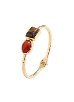 HaveDream High Quality And Exquisite Women's Alloy Spring Clasp Bracelet, Fashion Tiger Eye Stone Retro Bracelet - Red/Brown  - Image 1