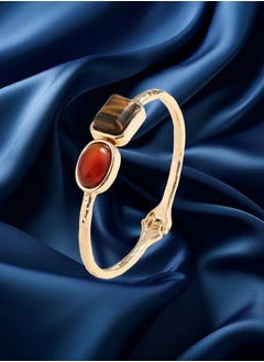 HaveDream High Quality And Exquisite Women's Alloy Spring Clasp Bracelet, Fashion Tiger Eye Stone Retro Bracelet - Red/Brown  - Image 4