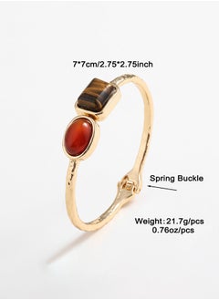HaveDream High Quality And Exquisite Women's Alloy Spring Clasp Bracelet, Fashion Tiger Eye Stone Retro Bracelet - Red/Brown  - Image 3