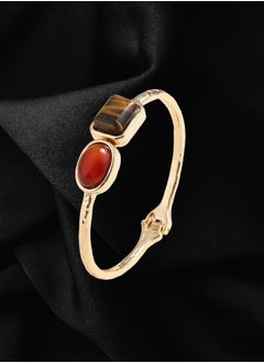 HaveDream High Quality And Exquisite Women's Alloy Spring Clasp Bracelet, Fashion Tiger Eye Stone Retro Bracelet - Red/Brown  - Image 5