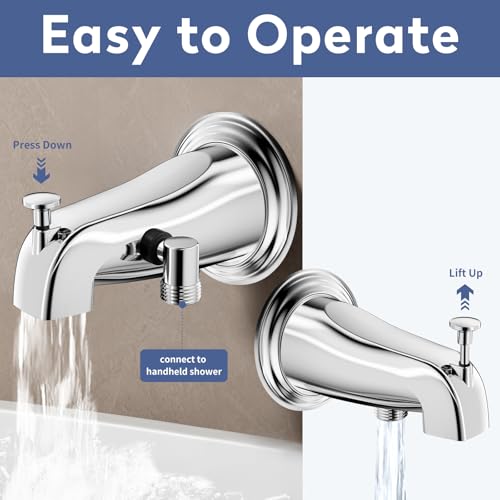 SINGSUO Bathtub Faucet with Sprayer, Filtered Shower Head Attaches to Tub Faucet, Metal Tub Tap with Sprayer, Bathtub Shower Attachment with 3 Adapters, 3-Mode Shower Head with ON/OFF Button (Chrome) - Image 2