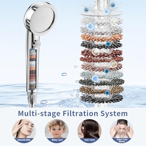 SINGSUO Bathtub Faucet with Sprayer, Filtered Shower Head Attaches to Tub Faucet, Metal Tub Tap with Sprayer, Bathtub Shower Attachment with 3 Adapters, 3-Mode Shower Head with ON/OFF Button (Chrome) - Image 3