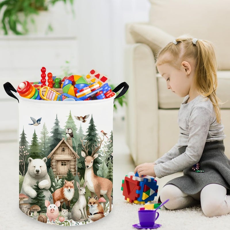 FXOCSHE Baby Laundry Hamper,Dirty Clothes Hamper for Boys and Girls,Toys Storage Bin Organizer Animal Room Decor,Waterproof storage box for kids bedroom,Gift Baskets(Forest animal) - Image 5