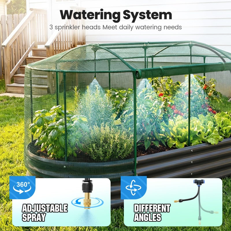 Quictent Galvanized Raised Garden Bed Kit with Self Watering System and Mesh Cover, Large Oval Metal Outdoor Planter Garden Boxes for Vegetables Herbs Flowers, 6x3x1Ft - Image 3