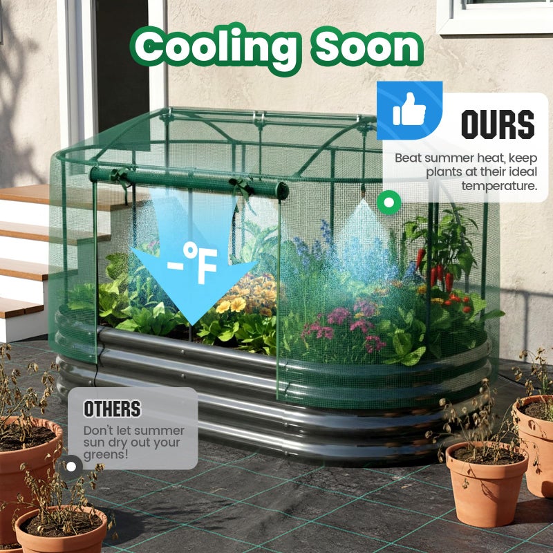 Quictent Galvanized Raised Garden Bed Kit with Self Watering System and Mesh Cover, Large Oval Metal Outdoor Planter Garden Boxes for Vegetables Herbs Flowers, 6x3x1Ft - Image 4