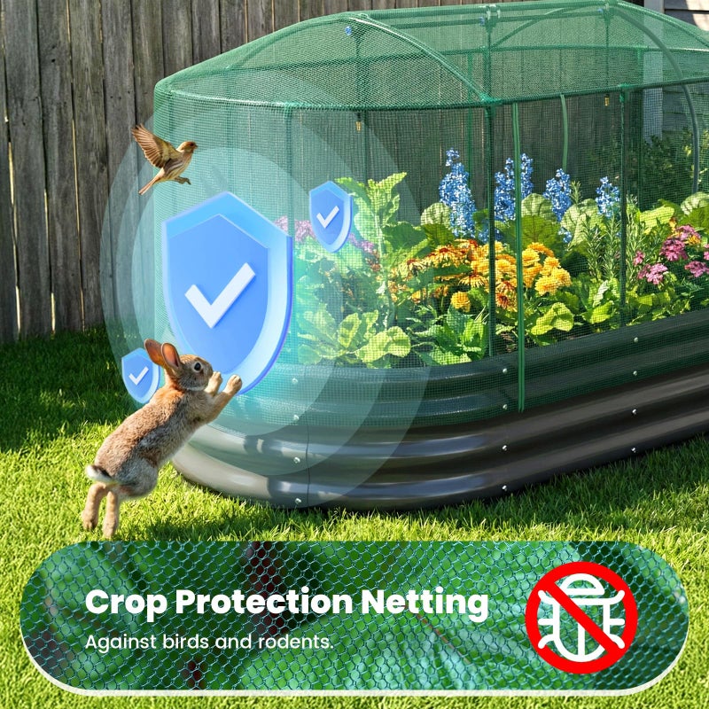 Quictent Galvanized Raised Garden Bed Kit with Self Watering System and Mesh Cover, Large Oval Metal Outdoor Planter Garden Boxes for Vegetables Herbs Flowers, 6x3x1Ft - Image 2