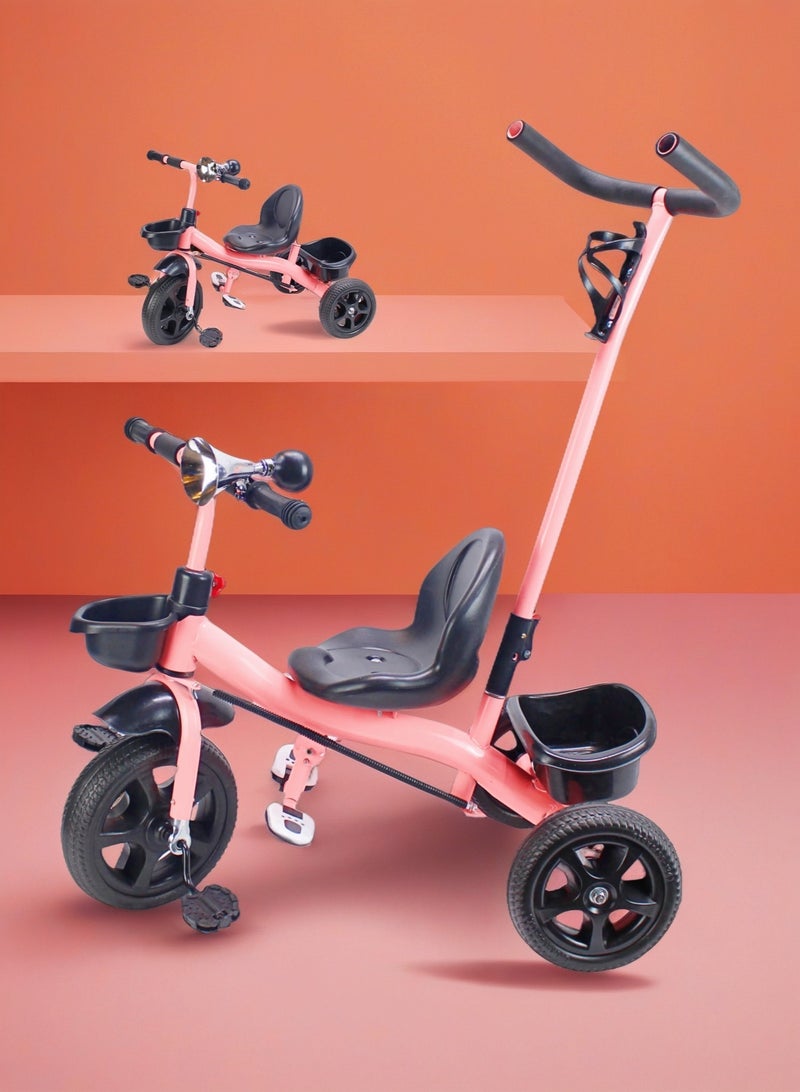 إيزي فيتشور دراجة ثلاثية العجلات للأطفال مع مقبض دفع للوالدين - لعبة دراجة أطفال مع سلة تخزين متوفرة باللون الرمادي والأحمر والوردي - Image 1