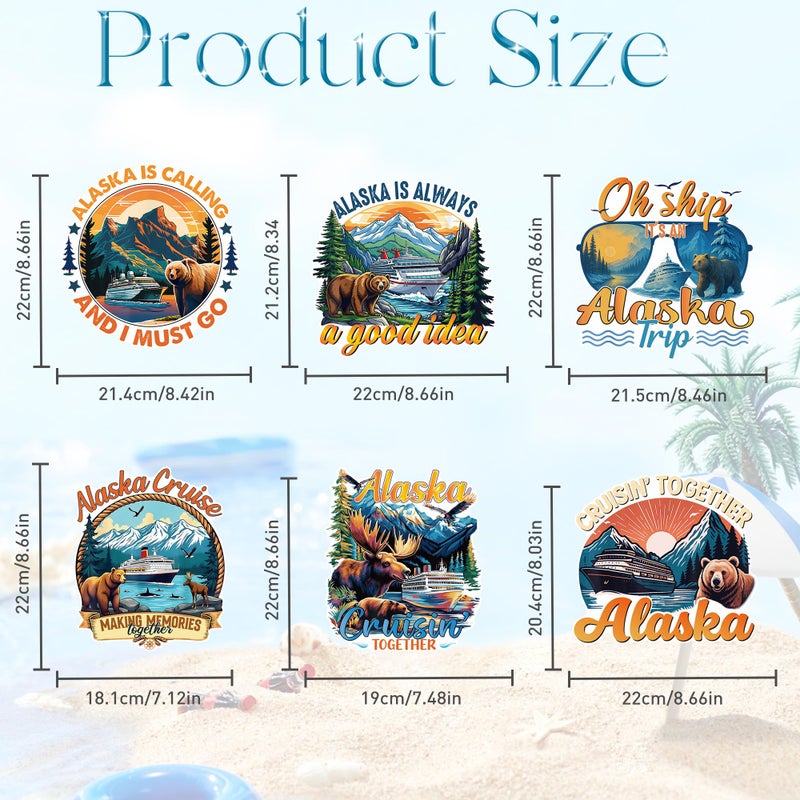 MENIFEND Cruise Door Decorations Magnetic, 6 Pcs Retro Alaska Cruise Theme Cruise Magnets, Bear Mountain Ship Cabin Door Signs Fridge Magnets Decor - Image 2
