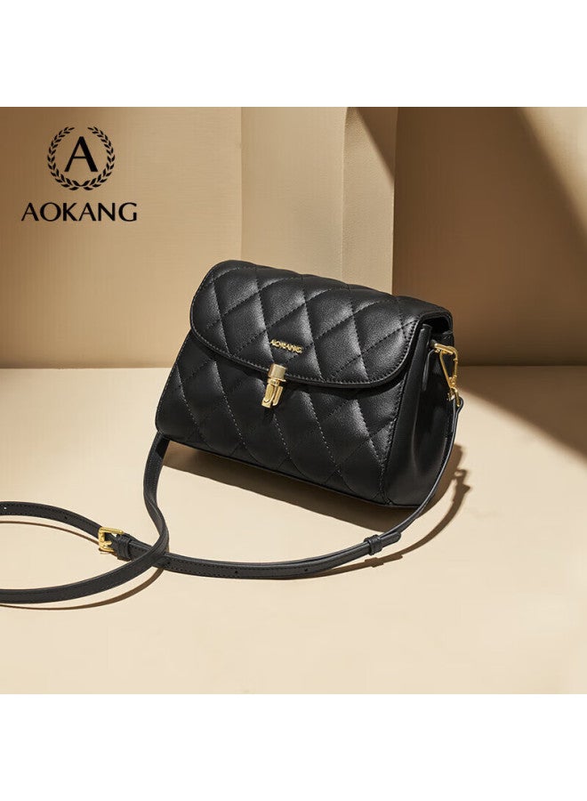Aokang Women's Handbag, Cowhide Light Luxury Diamond Pattern Bag, Commuter Crossbody Shoulder Bag, Birthday Gift For Girlfriend Or Wife, Qixi Valentine's Day Present - Image 1