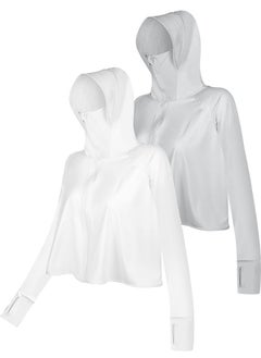 Hercicy Hercicy 2 Pcs UV Protection Clothing Sun Protection Hoodie Jacket Full Zip UV Block Clothing for Women  - Image 1