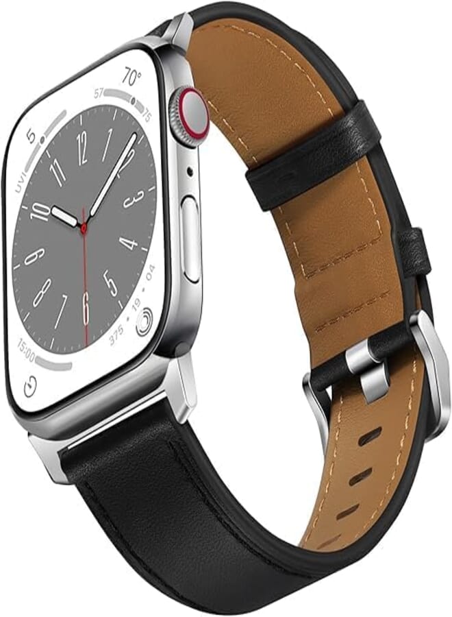 Next Next Store Leather Watch Band Compatible with iWatch Series 1/2/3/4/5/67/8/9/Ultra/2/SE 42mm 44mm 45mm 49mm, Waterproof Stainless Steel Buckle