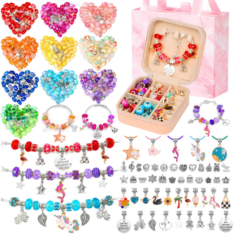 Thrilez 177Pcs Jewelry Making Kit Charm Bracelet Making Kit DIY Arts and Crafts Gifts with Jewelry Organizer Box for Birthday Christmas Necklace Making Set - Image 2