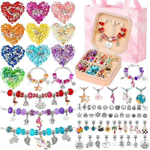 Thrilez 177Pcs Jewelry Making Kit Charm Bracelet Making Kit DIY Arts and Crafts Gifts with Jewelry Organizer Box for Birthday Christmas Necklace Making Set - Image 1