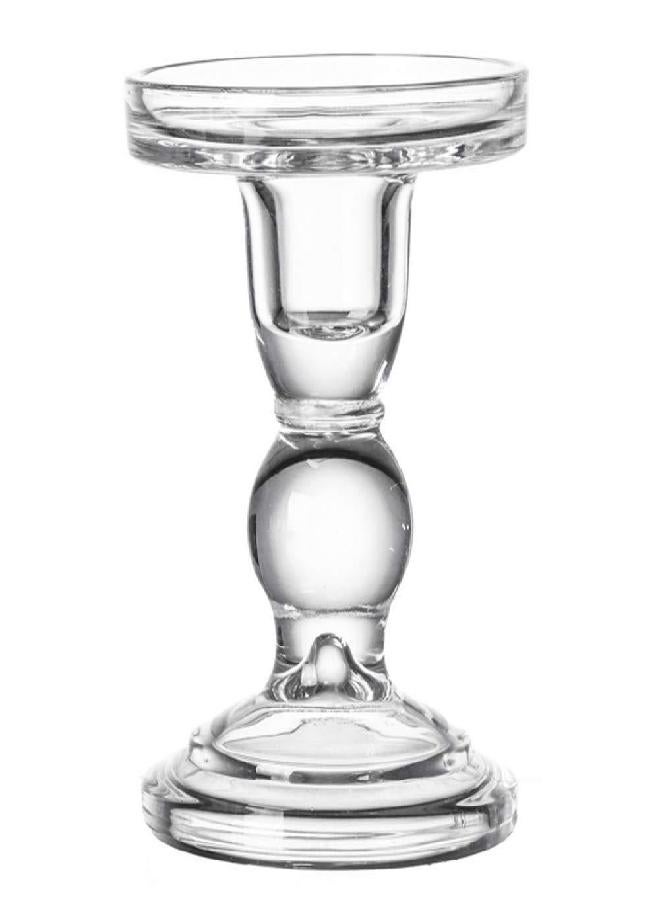 Teensery Glass Candle Holder Clear Pillar Candle Stand Candlestick for Home Wedding Party Decoration (Height 3.5") - Image 3