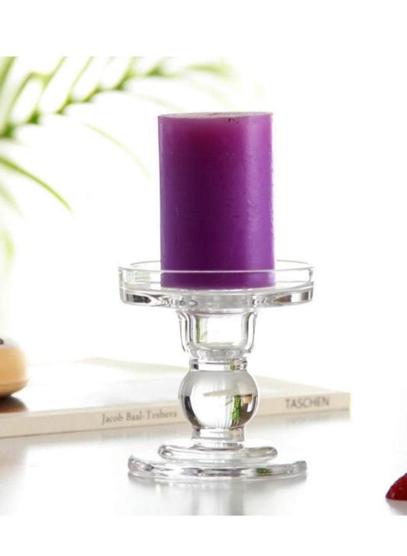 Teensery Glass Candle Holder Clear Pillar Candle Stand Candlestick for Home Wedding Party Decoration (Height 3.5") - Image 4