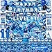 Mpanwen Gamer 11th Birthday Decorations for Boys Blue Video Game Level 11 Bday Party Decor Supplies for 11 Years Old Boy with Backdrop Tablecloth Centerpiece Hanging Swirls Hat Wall Signs - Image 2