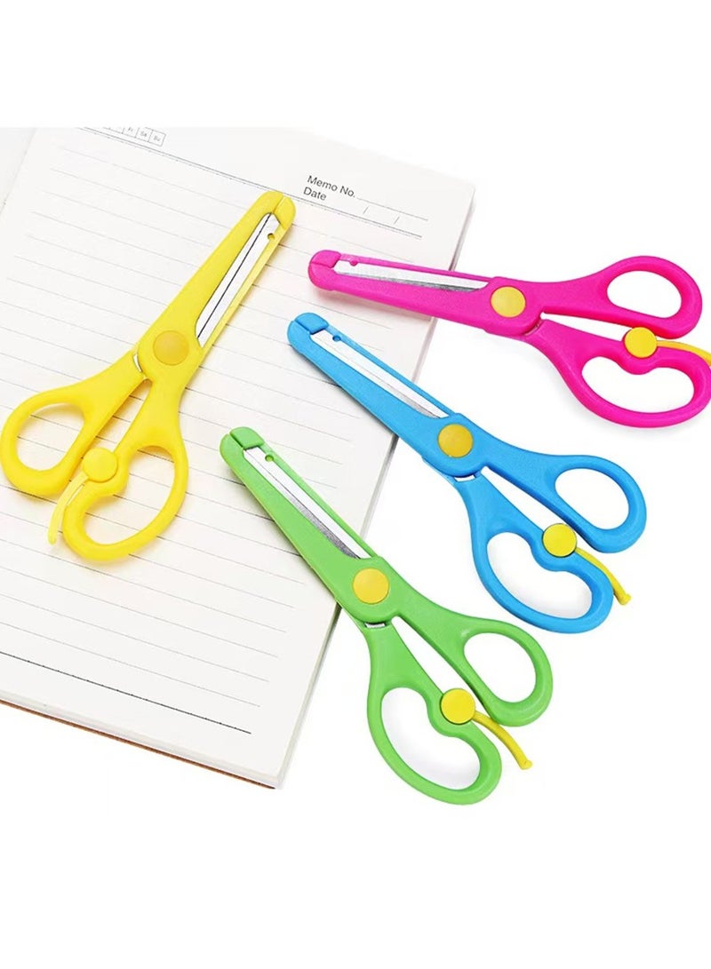 4 قطع حلوى لون الفولاذ المقاوم للصدأ مقص المحمولة مقص يدوي ورقة قطع أداة مكتب القرطاسية مقص سلامة الطفل - Image 1