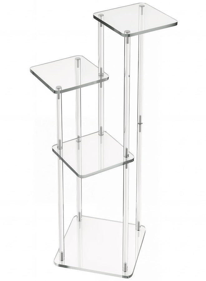 NiHome 4-Tier Clear Acrylic Side Table for Modern Homes, 27" High Easy Assembly Display Stand for LEGO Botanical Collection Sets,Figurine Display Shelf Riser for Plant Indoor,Collectibles & Room Decor - Image 1