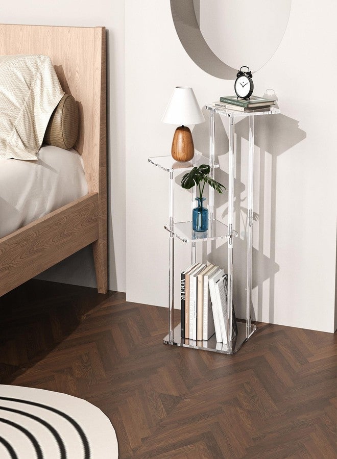 NiHome 4-Tier Clear Acrylic Side Table for Modern Homes, 27" High Easy Assembly Display Stand for LEGO Botanical Collection Sets,Figurine Display Shelf Riser for Plant Indoor,Collectibles & Room Decor - Image 5