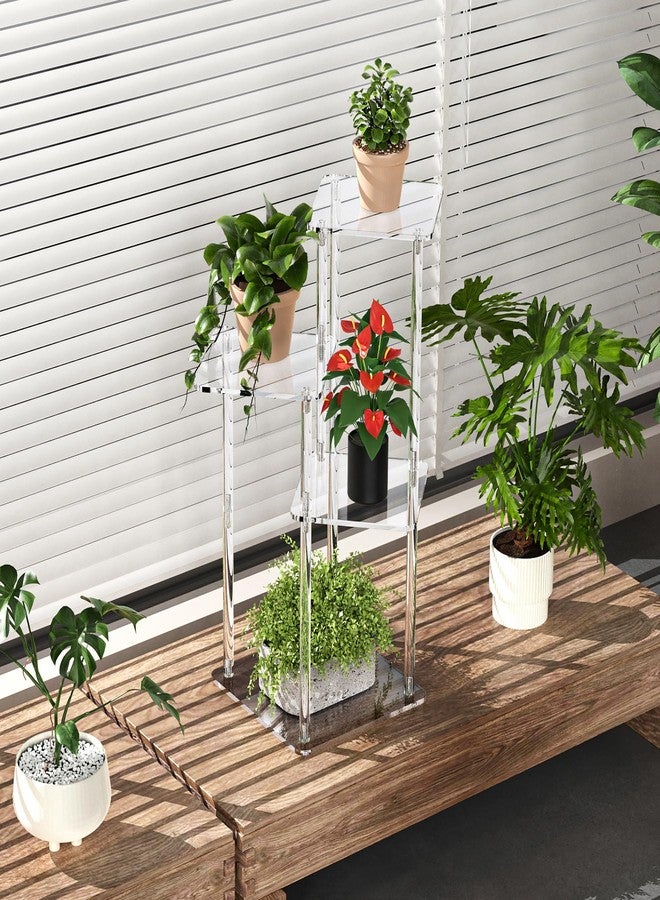 NiHome 4-Tier Clear Acrylic Side Table for Modern Homes, 27" High Easy Assembly Display Stand for LEGO Botanical Collection Sets,Figurine Display Shelf Riser for Plant Indoor,Collectibles & Room Decor - Image 2