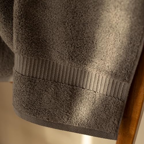 SALBAKOS 100% Turkish Cotton Bath Towel Set of 4 27x54 inch | Heirloom Quality | Hotel & Spa Collection | Ultra Soft, Super Absorbent, Long Lasting Bath Towels | Made in Turkey (Gray, 4 Bath Towels) - Image 3