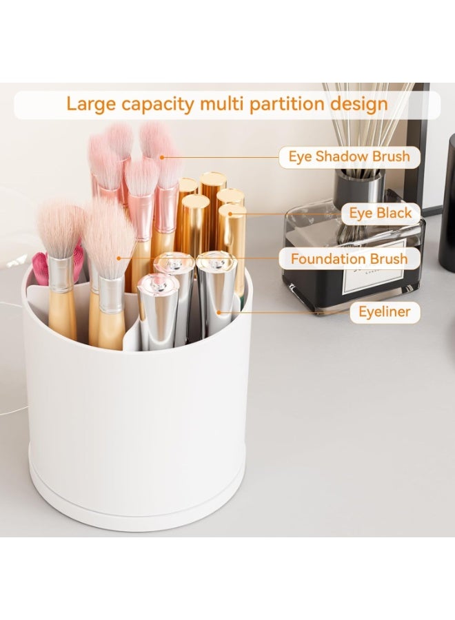 عام صندوق تخزين حامل فرش المكياج مع غطاء شفاف، حامل عرض مستحضرات التجميل يدور 360 درجة خالي من الغبار لأسطح الحمام وطاولات الزينة وأجهزة الكمبيوتر المكتبية - Image 4