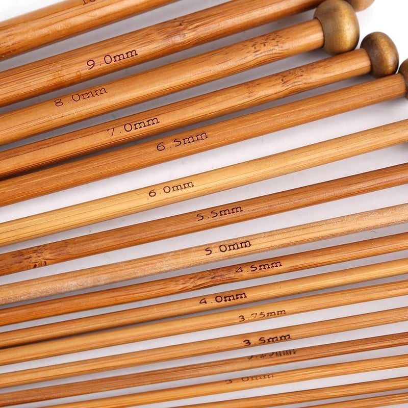 Maharsh 36 pcs 18 Size Wood Knitting Needle Set 25cm or 35 cm Small to Large 2-10mm, Sturdy Round Blunt Yarn Knitting Needles Tool Kit - Image 4