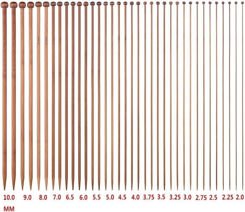 Maharsh 36 pcs 18 Size Wood Knitting Needle Set 25cm or 35 cm Small to Large 2-10mm, Sturdy Round Blunt Yarn Knitting Needles Tool Kit - Image 5