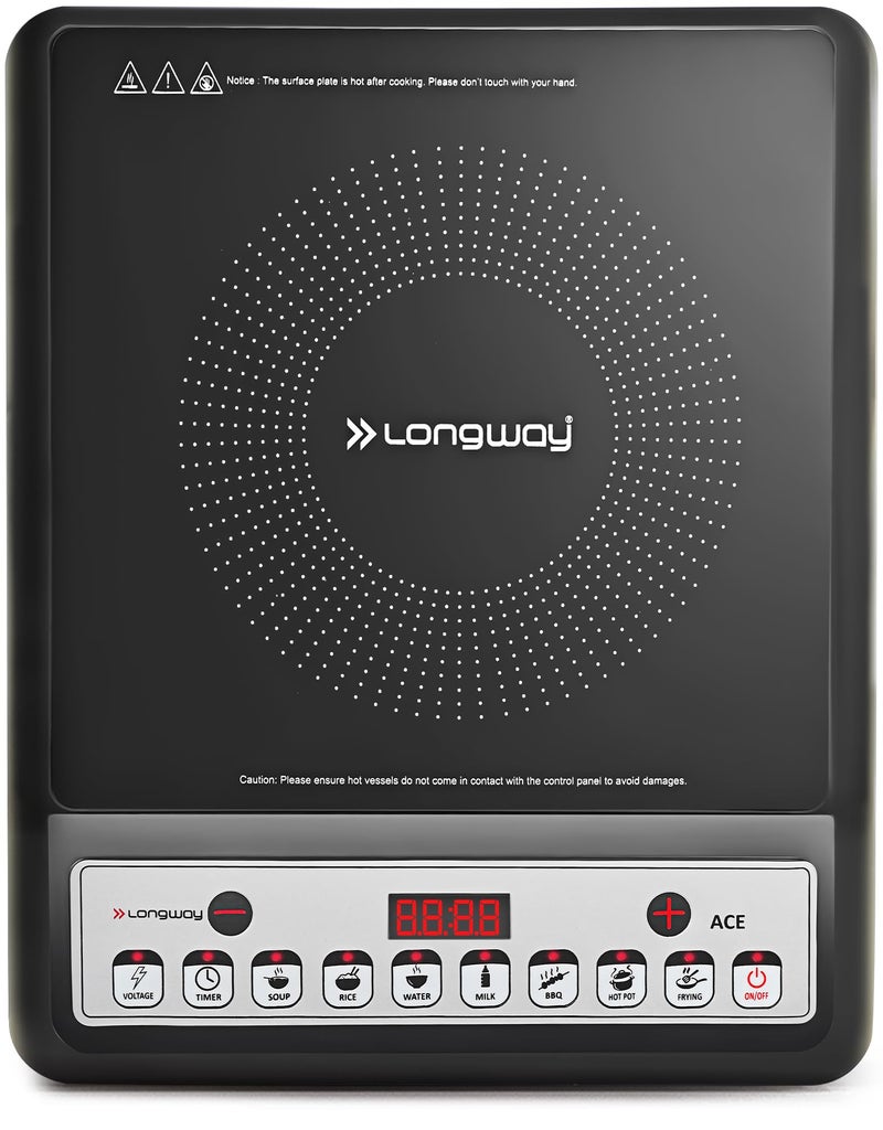 Longway Ace IC 2000 W Induction Cooktop (Black, Push Button) - Image 1