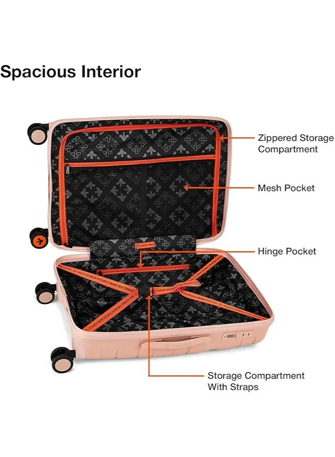 nasher miles Nasher Miles Paris Hard-Sided Polypropylene Luggage Set of 3 | 55cm, 65cm & 75cm | 8 Wheels Small, Medium & Large Trolley Bag for Travel | Suitcase (Peach)